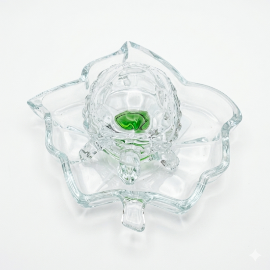 Glass Turtle Plate set / Tortoise On Plate / Fengshui Kachua, Plate Diameter 5 Inches (₹200)