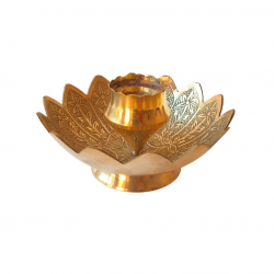 Brass Incense stick Holder/ Agarbatti Stand/ Agardaan (flower shaped etching design), diameter 5 inches (₹640)