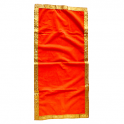 Premium Orange Pooja chowki aasan kapda / Velvet Altar Cloth for Pooja and Mandir (37 inch by 18 inch) (₹150)
