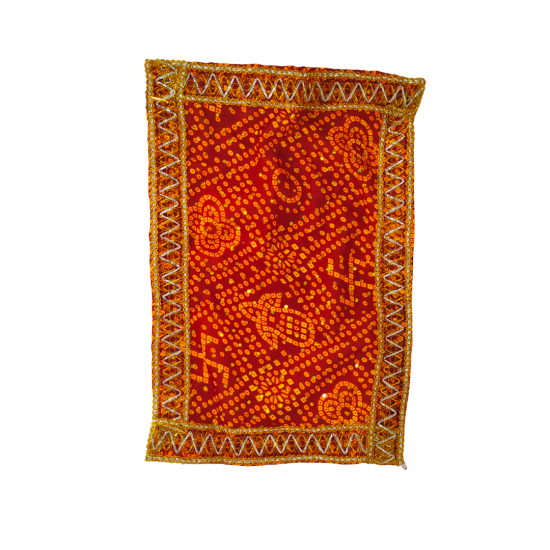 Chunri/Chunni with Golden Embroidery and Lace to Used for Mata Rani/ Pooja (Red,13 in by 10 in) (₹30)