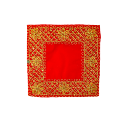 Embroidery Work Pooja chowki aasan kapda / Jari Altar Cloth for Pooja and Mandir (6 inch by 6 inch) (₹60)