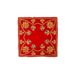 Embroidery Work Pooja chowki aasan kapda / Jari Velvet Altar Cloth for Pooja and Mandir (8 inch by 8 inch) (₹70)