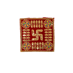 Embroidery Work Pooja chowki aasan kapda / Jari Velvet Altar Cloth for Pooja and Mandir (7 inch by 7 inch) (₹50)