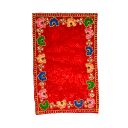 Embroidery Work Pooja chowki aasan kapda / Jari Velvet Altar Cloth for Pooja and Mandir (11 inch by 7 inch) (₹70)