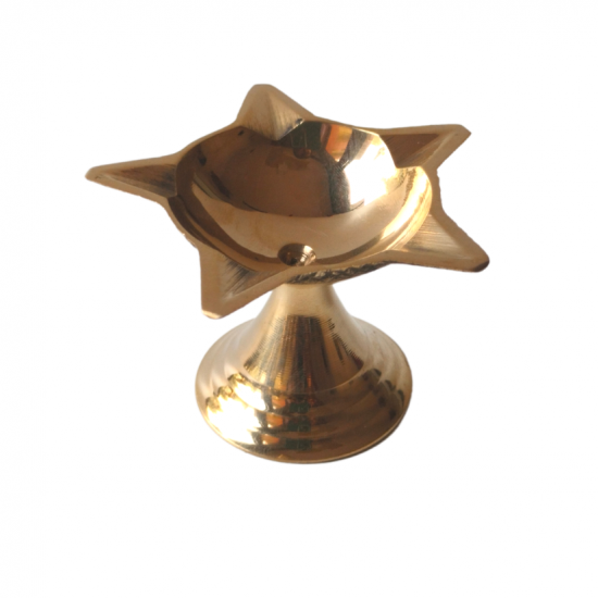 Brass Diya Star Shaped / Pune Divi, Height 2 Inches (₹110)