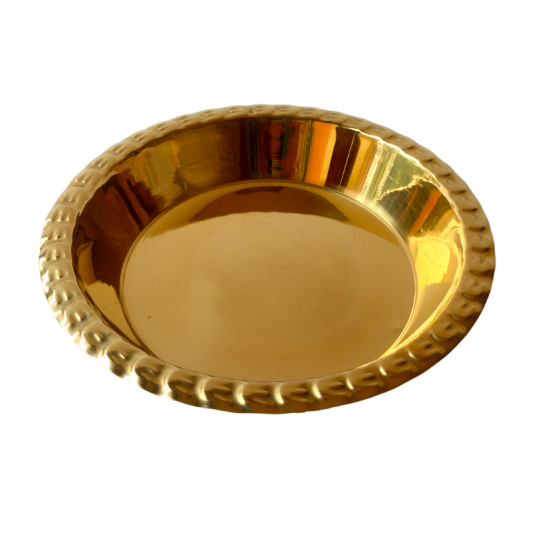 Brass Pooja Plate/ Abhishek Thali (Export Design), Diameter 6 inches (₹420)