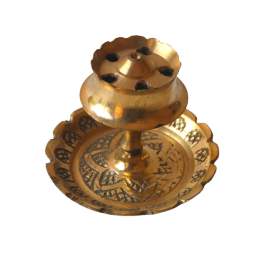 Brass Incense Stick Holder/Agarbatti Stand/Agardaan (Lakshmi Kinnari design) Height 1 Inch (₹110)