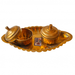 Brass Haldi kumkum Platter karanda / Kankavati (Boat shaped), Length 5 Inches(₹240)