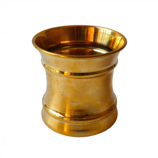 Brass Damru Panchpatra (Heavy) for Pooja, Height 3.5 inches (₹570)