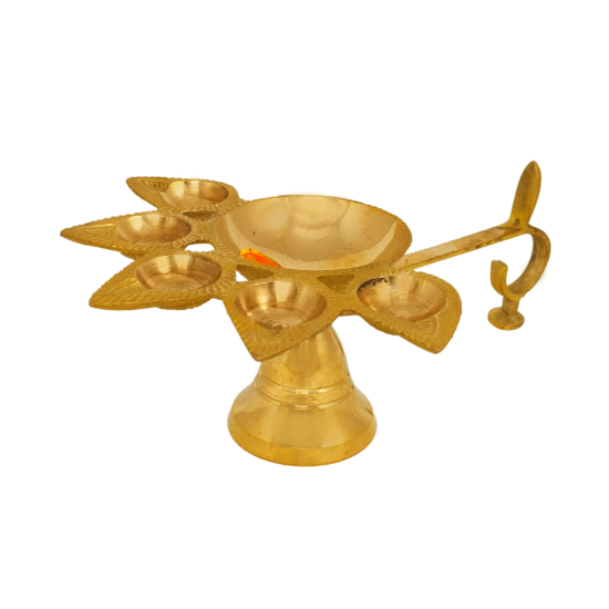 Brass Aarti Five Diya/ Pancharti/ Panch Aarti (Length 5 Inches) (₹560)