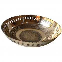 Brass Fruit Bowl/Flower Basket 9.5 Inches Diameter (For Gifting) with etching design (₹1950)