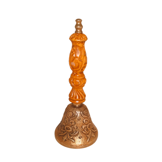 Kansa/ Bronze bell /Pooja Ghanti with carved wooden handle, Height 7.5 Inches (₹3380)
