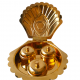 Brass Haldi kumkum Box karanda / Kankavati (oyester shaped), Length 4.5 Inches (₹740)