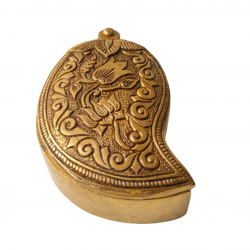 Brass Haldi kumkum Box/ karanda / Kankavati (Mango shaped), Length 4 Inches (₹1800)