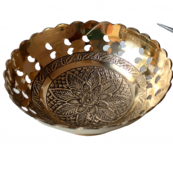 Brass Fruit Bowl/Flower Basket 4 Inches Diameter (For Gifting) with etching design (₹480)