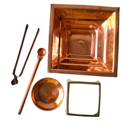 Copper Hawan Kund Set / Agnihotra Set / Complete Hawan Kund/ Yagna/ Homam Kund for Home Havan 6in by 6in (₹1800)