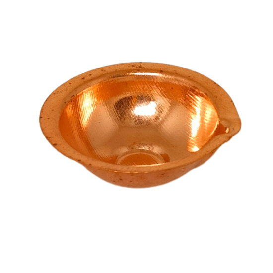 Copper Handbeaten Pooja Diya / deepak for Pooja, 1.5 inches diameter (₹20)