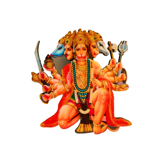 Panchmukhi Hanuman Self Adhesive Wall Sticker for Pooja Room, Kids Room & Home Decor (Sitting Position) - Multicolour MDF (wood) Cutout 4 x 4 Inch (₹400)