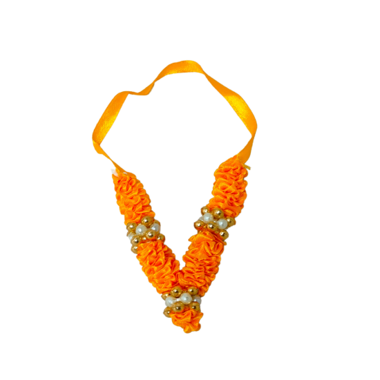 Handmade Artificial Ribbon Satin Fabric Flower Pooja Haar/ Mala / Garland for Photo Frames/God Idols/Statues(multicolor), Length 3 Inches (₹15)