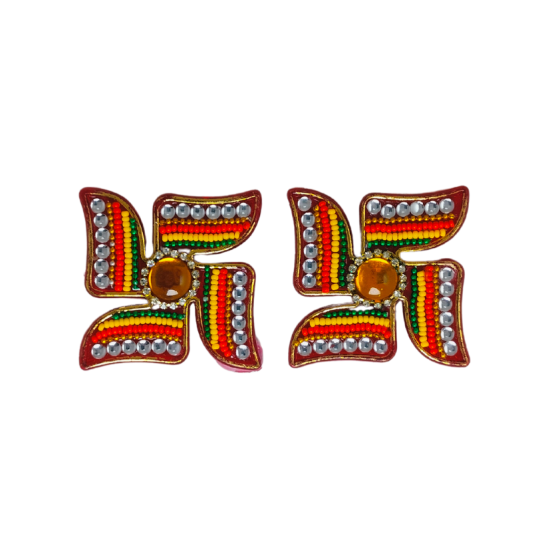 Decorative Swastik Sticker Set of 2 Pcs for Door and Wall Decoration, Length 2 inches (Acrylic, Multicolor) (₹140)