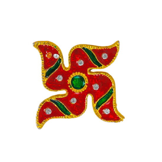 Decorative Swastik Sticker for Door and Wall Decoration 1 Pc, Length 1.5 inches (Metal, Multicolor) (₹45)