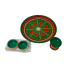 Handcrafted Decorative Steel Laminated Pooja Thali Set/ Aarti Platter/ Thali with Two Vati with 1 Diya Holder, Diameter 8 inches (₹1100)