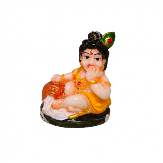 Krishna Makhan Kanha Idol Statue Height 2 Inches for decor of home mandir (Polyresin Fiber, Multicolor) (₹200)
