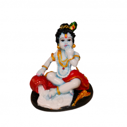 Krishna Makhan Kanha Idol Statue Height 3.5 Inches for decor of home mandir (Polyresin Fiber, Multicolor)(₹430)