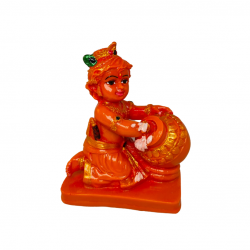 Krishna Makhan Kanha Idol Statue Height 4 Inches for decor of home mandir (Polyresin Fiber, Orange) (₹360)