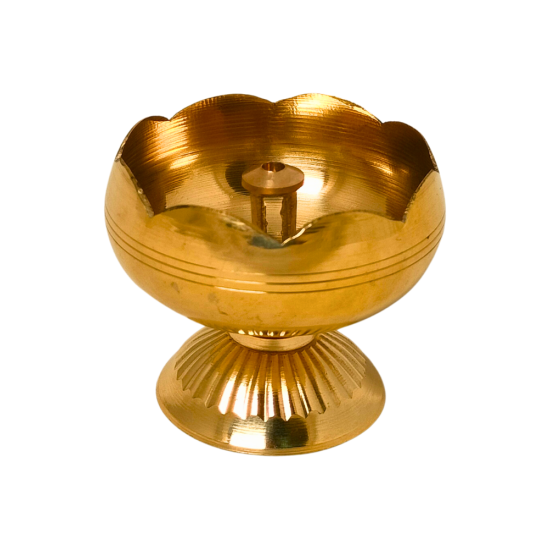 Brass Tomato shaped Oil Lamp / Diya / Deepak For Pooja, Pital Jyot Table Diva, Height 3 Inches (₹280)