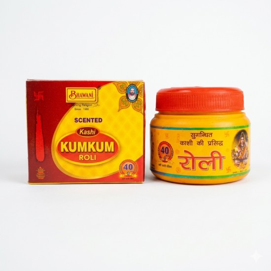 Bhawani Kashi Kumkum Roli scented 100gms (₹35)