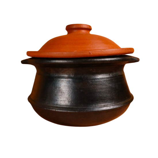Black Clay Handi with Handle and Lid (2 Liter) (₹1100)