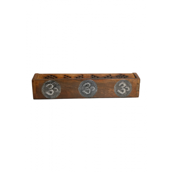 Handcrafted Wooden Agarbatti Stand / Foldable agardan stand / Incense Stick Holder/ Wooden Agarbatti Box with metal inlay work (Om Design) (₹470)
