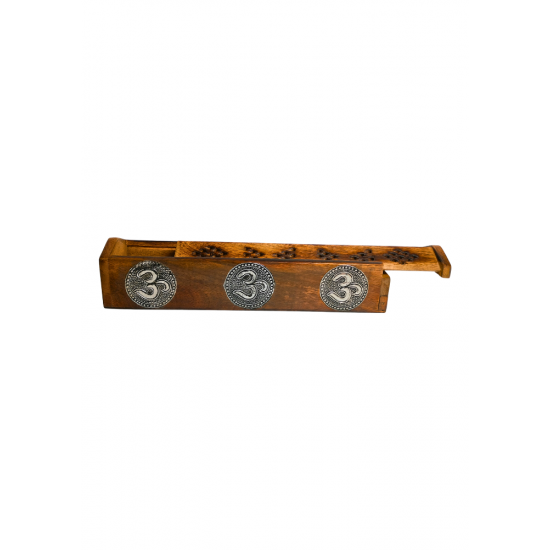 Handcrafted Wooden Agarbatti Stand / Foldable agardan stand / Incense Stick Holder/ Wooden Agarbatti Box with metal inlay work (Om Design) (₹470)