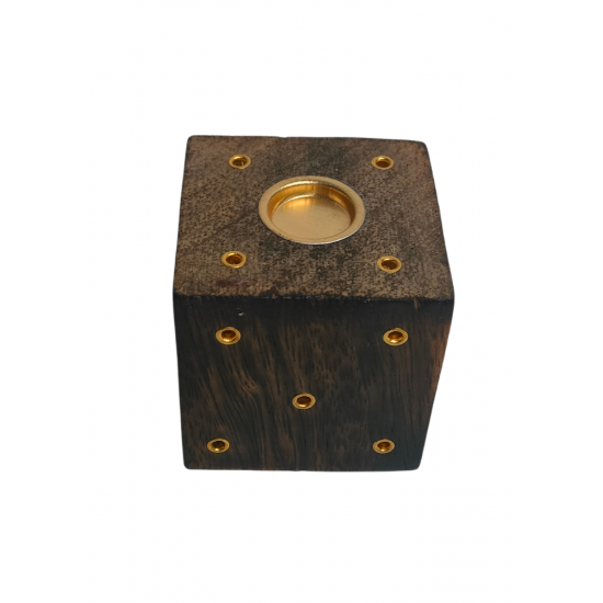 Handcrafted Wooden Incense Stick Holder/Agarbatti Stand/Agardaan (Dice shaped) (Brown) Height 2 Inches (₹60)