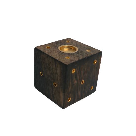 Handcrafted Wooden Incense Stick Holder/Agarbatti Stand/Agardaan (Dice shaped) (Brown) Height 2 Inches (₹60)