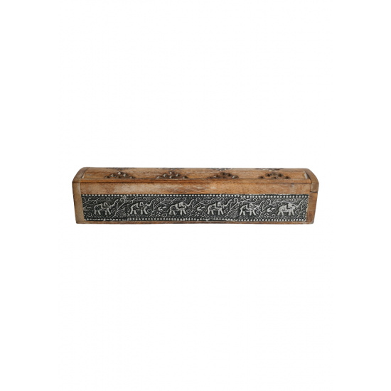 Handcrafted Wooden Agarbatti Stand / Foldable agardan stand / Incense Stick Holder/ Wooden Agarbatti Box with metal inlay work (Elephant Design) (₹470)