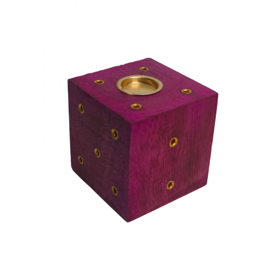 Handcrafted Wooden Incense Stick Holder/Agarbatti Stand/Agardaan (Dice shaped) (Pink) Height 2 Inches (₹60)