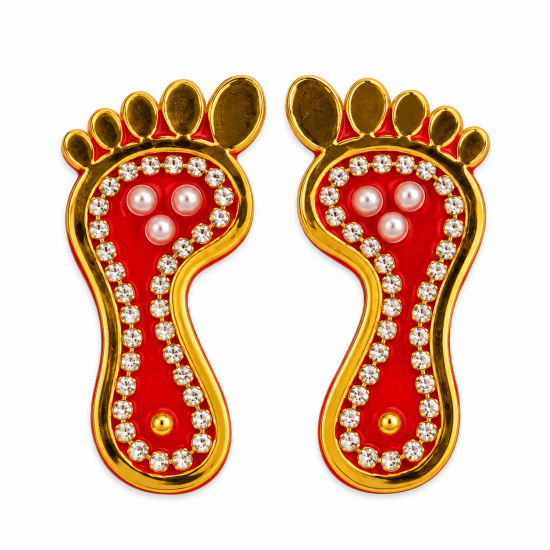 Decorative Acrylic Laxmi Charan Paduka Sticker |Laxmi ji paduka for Main Door|Traditional Pooja Footprint for Home Entrance, Temple & Festive Decor|Godess Feet Pagla Self Adhesive, Length 2 inch  (₹70)