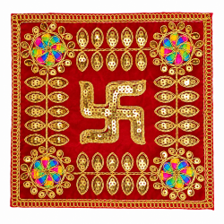 Embroidery Work Pooja chowki aasan kapda / Jari Altar Cloth for Pooja and Mandir (8 inch by 8 inch) (₹40)