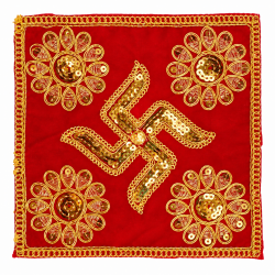 Embroidery Work Pooja chowki aasan kapda / Jari Altar Cloth for Pooja and Mandir (7.5 inch by 7.5 inch) (₹40)