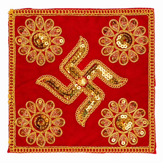 Embroidery Work Pooja chowki aasan kapda / Jari Altar Cloth for Pooja and Mandir (7.5 inch by 7.5 inch) (₹40)
