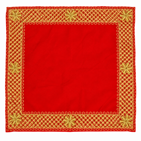 Embroidery Work Pooja chowki aasan kapda / Jari Altar Cloth for Pooja and Mandir (10 inch by 10 inch) (₹70)