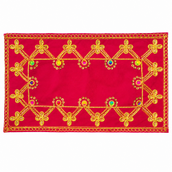 Embroidery Work Pooja chowki aasan kapda / Jari Altar Cloth for Pooja and Mandir (Pink) (12 inch by 7 inch) (₹40)