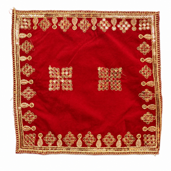 Embroidery Work Pooja chowki aasan kapda / Jari Altar Cloth for Pooja and Mandir (12 inch by 12 inch) (₹70)