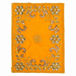 Embroidery Work Pooja chowki aasan kapda / Jari Altar Cloth for Pooja and Mandir (yellow) (9 inch by 6 inch) (₹50)