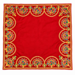 Embroidery Work Pooja chowki aasan kapda / Jari Altar Cloth for Pooja and Mandir (15 inch by 15 inch) (₹120)