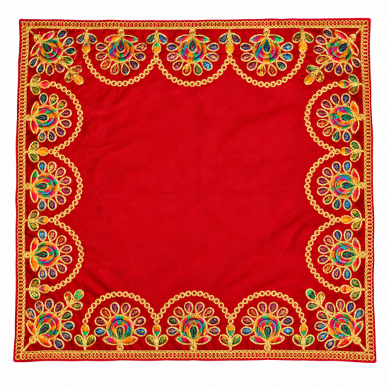 Embroidery Work Pooja chowki aasan kapda / Jari Altar Cloth for Pooja and Mandir (15 inch by 15 inch) (₹120)