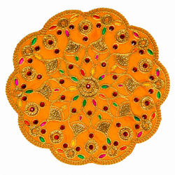 Embroidery Work Round aasan kapda / Jari Altar Cloth for Pooja and Mandir (8 inch by 8 inch) (₹85)