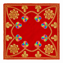 Embroidery Work Pooja chowki aasan kapda / Jari Altar Cloth for Pooja and Mandir (8 inch by 8 inch) (₹70)